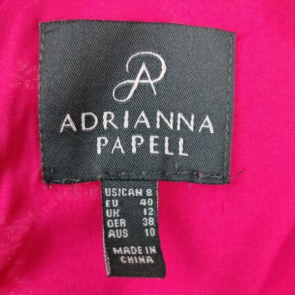 Adrianna Papell Eyelet Circle Cut Lace Overlay Boat Neck Dress in Hot Pink Sz.8 - Picture 10 of 12